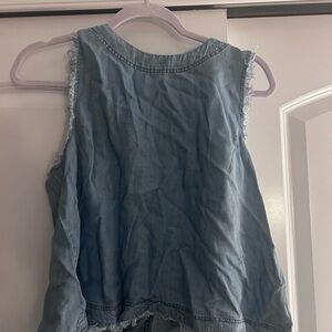 For The Republic Jean Fabric Back Button Up Tank